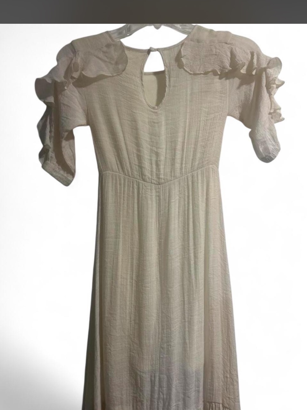 Mia Joy by Joyfolie ivory boho ruffle sleeve crochet accent maxi dress 8